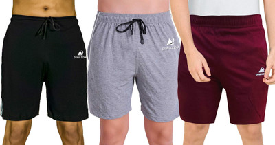 Diwazzo Printed Men Black, Silver, Maroon Regular Shorts