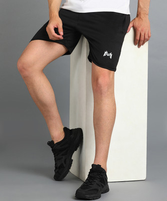 mank D Solid Men Black Sports Shorts