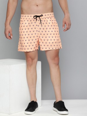 HERE&NOW Printed Men Orange Regular Shorts