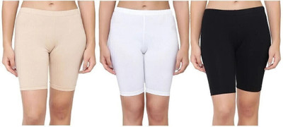 ALESKA Solid Women Beige, White, Black Cycling Shorts