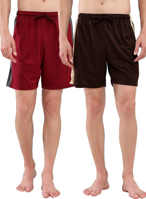 TT Solid Men Brown, Maroon Bermuda Shorts