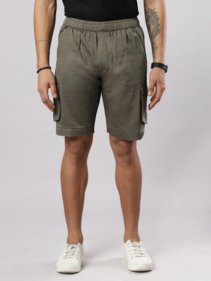 Ho Bindaass Solid Men Dark Green Cargo Shorts