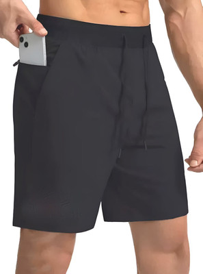 FAIRIANO Solid Men Black Basic Shorts