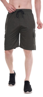 NAVII CLOTHING Solid Men Dark Green Casual Shorts