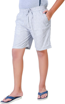 Chillax Printed Men Silver Bermuda Shorts