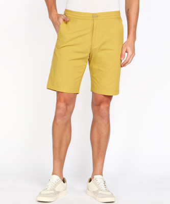 PETER ENGLAND Solid Men Yellow Regular Shorts