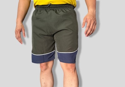 KRAZZY FITS Self Design Men Green Basic Shorts