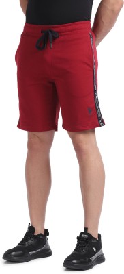 U.S. POLO ASSN. Self Design Men Red Sports Shorts