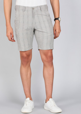 PETER ENGLAND Checkered Men Beige Chino Shorts