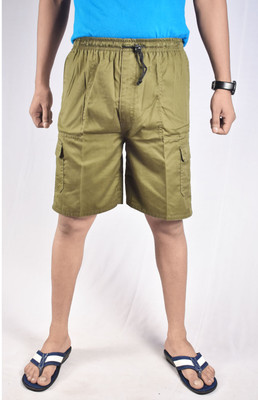 IndiForce Solid Men Green Regular Shorts