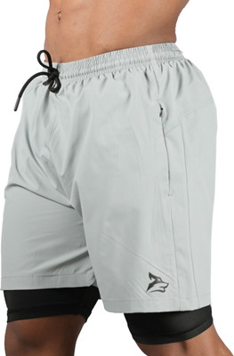 Gym Hound Solid Men Grey Compression Shorts