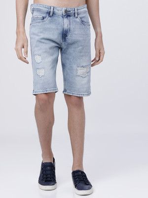 HIGHLANDER Solid Men Light Blue Denim Shorts