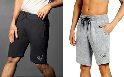 Moda Rapido Solid Men Black, Silver Regular Shorts