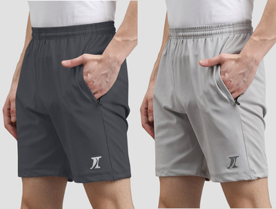 INDICLUB Solid Men Dark Grey, Grey Casual Shorts
