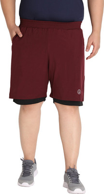 CHKOKKO Solid Men Maroon Sports Shorts