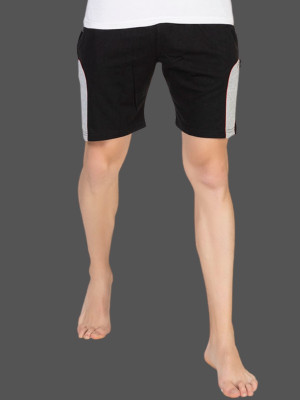 Zeffit Color Block Women Black Bermuda Shorts