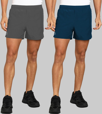 Moda Rapido Solid Men Grey, Blue Running Shorts