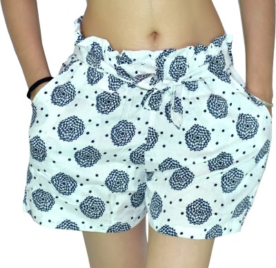 ABN Creation Floral Print Women White Boxer Shorts