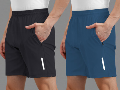 AVOLT Solid Men Dark Grey, Light Blue Casual Shorts