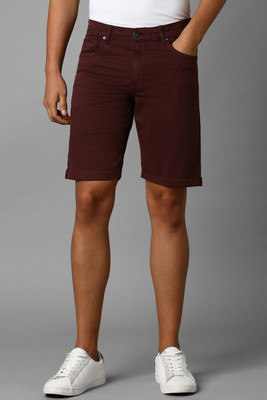 LOUIS PHILIPPE Solid Men Maroon Regular Shorts