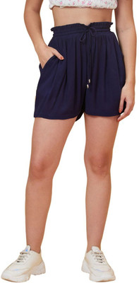 Globus Solid Women Blue Regular Shorts