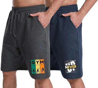 Peach Blossom Self Design Men Dark Blue, Grey Casual Shorts