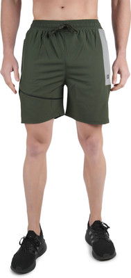 KWINGS Color Block Men Dark Green Running Shorts