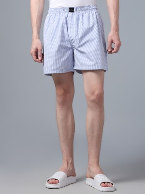 Don Vino Checkered Men Blue Boxer Shorts