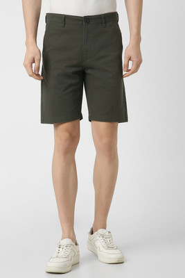 PETER ENGLAND Solid Men Green Regular Shorts