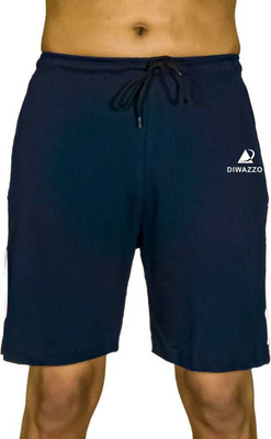 Diwazzo Solid Men Dark Blue Basic Shorts