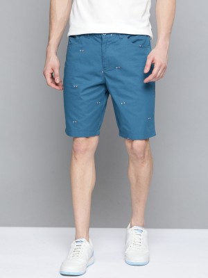 Mast & Harbour Printed Men Blue Chino Shorts