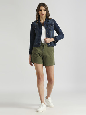 Pepe Jeans Solid Women Green Regular Shorts