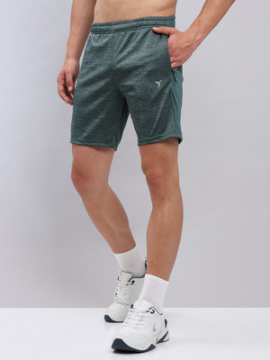 TECHNOSPORT Self Design Men Green Sports Shorts