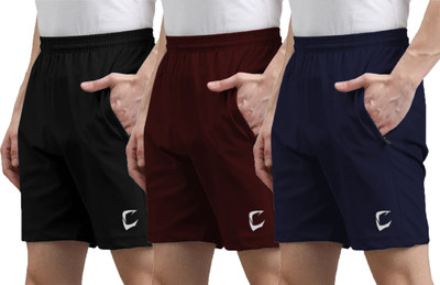 CRAVVEN Solid Men Multicolor Sports Shorts