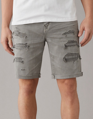 American Eagle Solid Men Grey Denim Shorts
