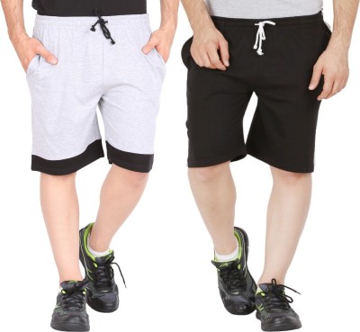 Trendolo Color Block Men Black, Grey Basic Shorts