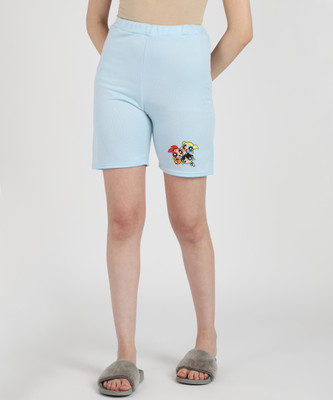 I Saw It First Graphic Print Women Blue Casual Shorts