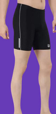 Gutauchauhan Solid Men Black Compression Shorts