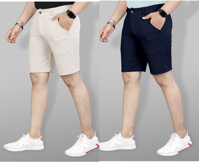 KENDORE Solid Men Beige, Dark Blue Regular Shorts