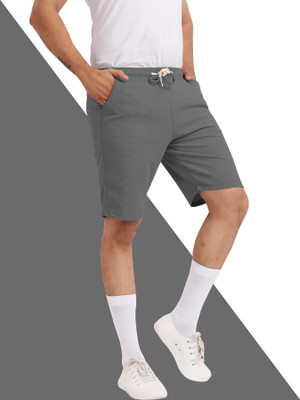 Septem Solid Men Dark Grey Basic Shorts
