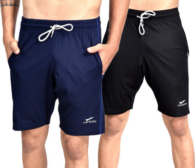 Tom Burg Solid Men Blue, Black Regular Shorts