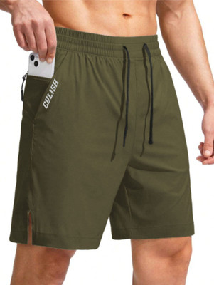 Culish Trend Printed Men Green Gym Shorts, Running Shorts, Sports Shorts