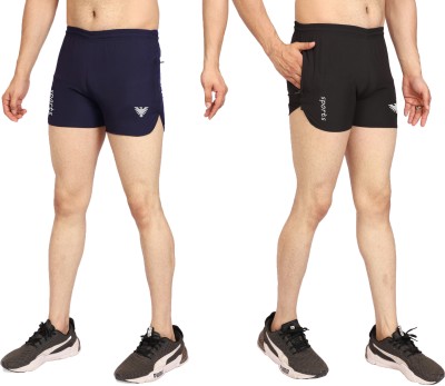 TOPLOFTY Solid Men Dark Blue, Black Running Shorts