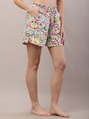 A R J FASHION Printed Women Red Regular Shorts