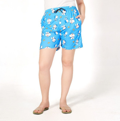 FAYDAMALL Printed Women Light Blue Basic Shorts
