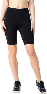 Diving deep Solid Women Black Cycling Shorts