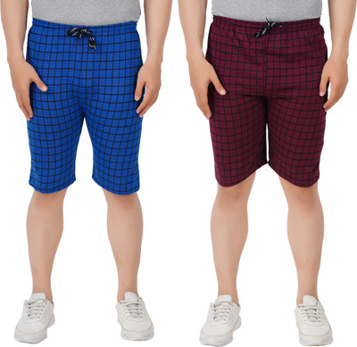 JUST TRY FASHION Checkered Men Multicolor Bermuda Shorts