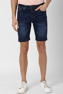 PETER ENGLAND Self Design Men Blue Regular Shorts