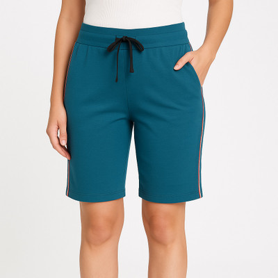F65 Solid Women Dark Green Regular Shorts