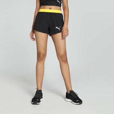 PUMA Solid Women Black Regular Shorts